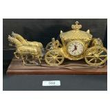 United Clock Corp. Horse Carriage Mantle Clock.
