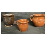 Redware Foltz Pottery Pitcher & Mug, Planter.