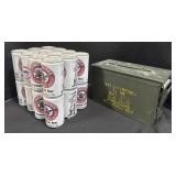Vintage Tin Ammo Box, Adv. Beer Cans.