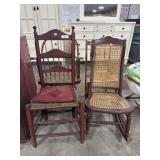 (4) Ornate Oak & Cane Side Chairs, Windsor Chair.
