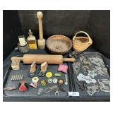 Cookie Cutters, Baskets, Advertising Tins, Pins.