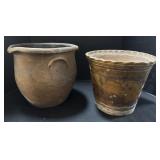 2 Large Redware Pottery Planters.