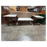 Vtg Mahogany Italian Marble Top End Tables.: