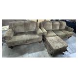 Clean, Comfy Patterned Loveseat & Sofa.