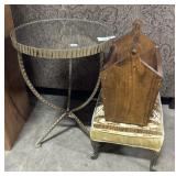 Metal Art Side Table, Floral Foot Stool, Maple