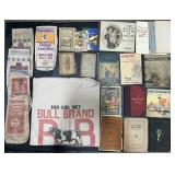 Lot Of Vintage Books & Adv. Feed & Shot Bags.