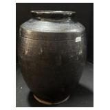 Large Dark Redware Pottery Vase.