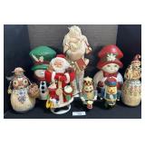 Vintage Christmas, Santa Doll, Snowmen Figurines.