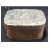 19th C. Hannah Davis Wallpaper Covered Bandbox.