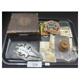 B&W Photos, Patches, Wooden Box, Cookie Cutter.