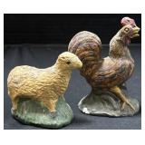 Rooster & Lamb Animal Figures.