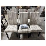 Clean Pin-Stripped Upholstered Dining Chairs.