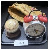 Snoopy Alarm Clock, Baseball & Glove.