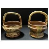 Pair Of Redware Pottery Baskets.