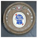 Pabst Blue Ribbon Beer Advertising Barrel Sign.