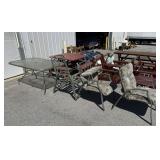 Glass Top Patio Table & Arm Chairs.