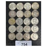 20 90% Silver Kennedy Half Dollars.