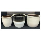3 Stoneware Crocks, Two-Tone.