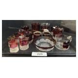 Ruby EAPG Glass Gettysburg Souvenir Glasses.