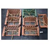 7 Wooden Hanging Bench Bird Feeders.
