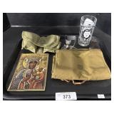 JFK Glass, Theotokos Icon, Cat Statue.