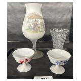 Norleans Asian Scene Goblet Vase, EAPG Glass.