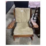 Vintage Wood Frame Glider Rocker Chair W/Cushions.