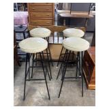 Set Of 4 Modern Black Metal Swivel Barstools.