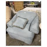 Blue Swivel Armchair W/Pillow.