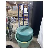 Utility Hand Cart, Covered Waste Bin.
