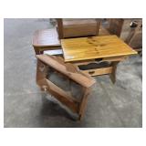 Folk Art Style Wood Table & Wall Shelf.