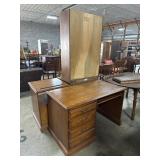 Traditional Oak Computer Desk, Filing Cabinet &