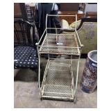 Wrought Iron 2 Tier Rolling Garden Bar Cart.