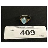 10K Gold Art Deco Aquamarine Ring.