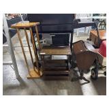 Vtg Mahogany Sewing Box, Pine Shoe Rack & End