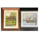 Signed and Framed Watercolor & Gouache Paintings.