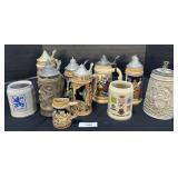 Vintage Stoneware & Ceramic Beer Steins.
