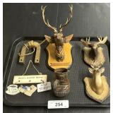 Chalkware Moose & Deer Head, Carved Moose.