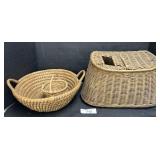 Vintage Woven Baskets & Fishing Creel.