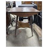 Antique Victorian-Style Oak Bobbin Parlor Table.