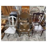 (6) Vtg Side Chairs & Vinyl Ottoman.