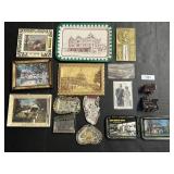 Adv Thermometer, PA & NJ Souvenir Trays,