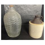 Stoneware Jug & Barrel Glass Jug.