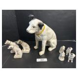 Chalkware Victor Dogs, RCA Dog Figure & Shakers.