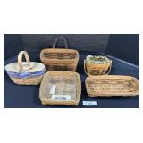 5 Longaberger Woven Baskets.