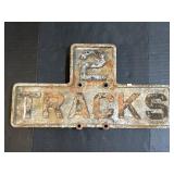 Antique Cast Iron 2-Tracks Railroad Train Sign.