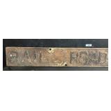 Antique Cast Iron Railroad Crossing Train Sign.