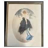 Louis Icart Le Bonnet Bleu Framed Print.