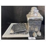 Metal Santa Jar, Trivets, Christmas Trees.