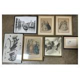 Victorian Etching, Calligraphy & Ink Paintings.
